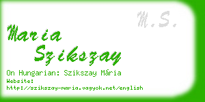 maria szikszay business card