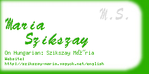 maria szikszay business card